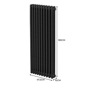 Termosifone Radiatore a 3 colonne per riscaldamento centralizzato verticale Nero 180x47cm