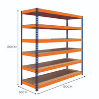 Scaffalatura a 6 Rpiani Resistente 300kg Magazzino Officina di stoccaggio - S-Rax