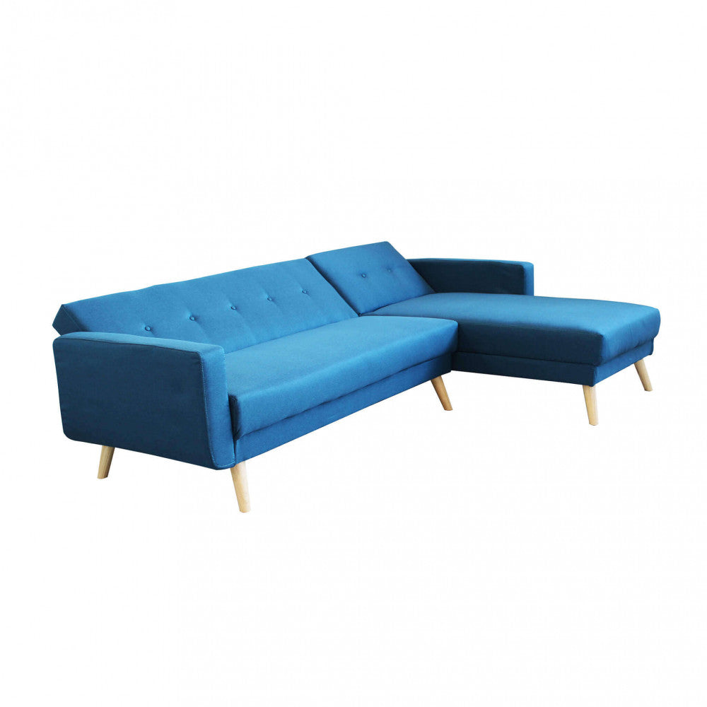 Divano Letto Arthur 176x84x84 cm in Tessuto Blu melange