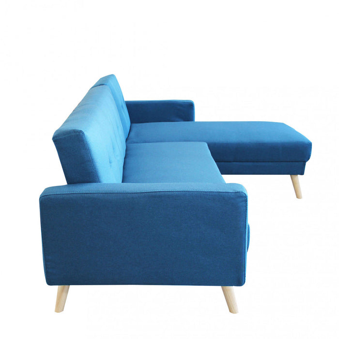 Divano Letto Arthur 176x84x84 cm in Tessuto Blu melange