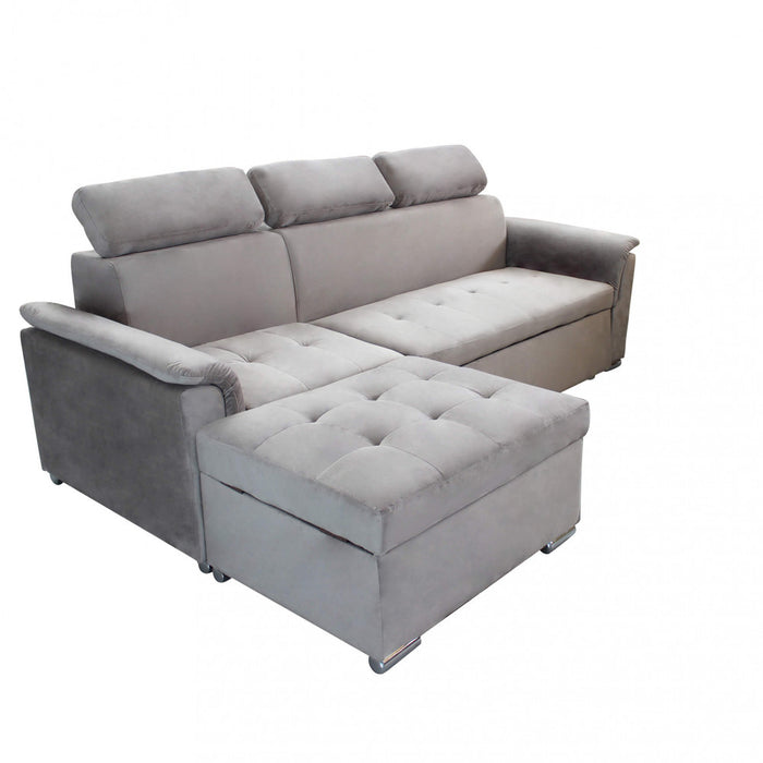 Divano Letto Derrick 234x148x84 cm in Tessuto Tortora