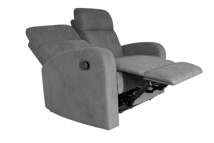 Divano 2 Posti Recliner con Poggiapiedi 130x85x100 cm in Tessuto Grigio