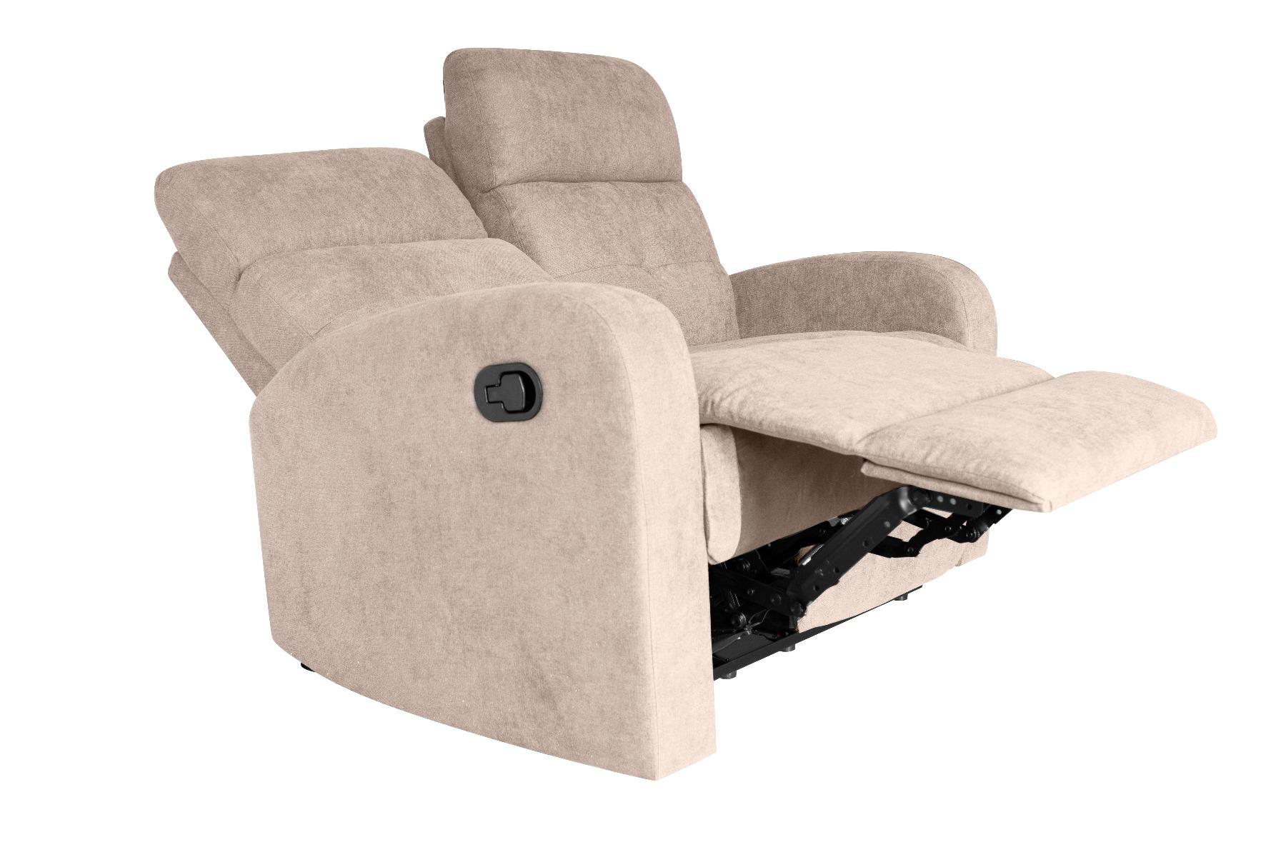 Divano 2 Posti Recliner con Poggiapiedi 130x85x100 cm in Tessuto Beige