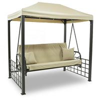 Dondolo Letto 3 Posti con Copertura a Gazebo Beige