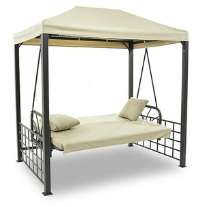 Dondolo Letto 3 Posti con Copertura a Gazebo Beige