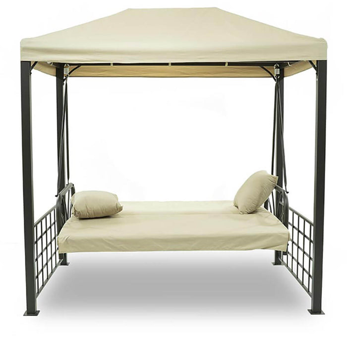 Dondolo Letto 3 Posti con Copertura a Gazebo Beige