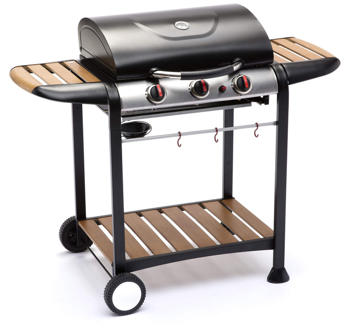 Barbecue a Gas GPL 3 Fuochi 122x57x98 cm in Acciaio Nero