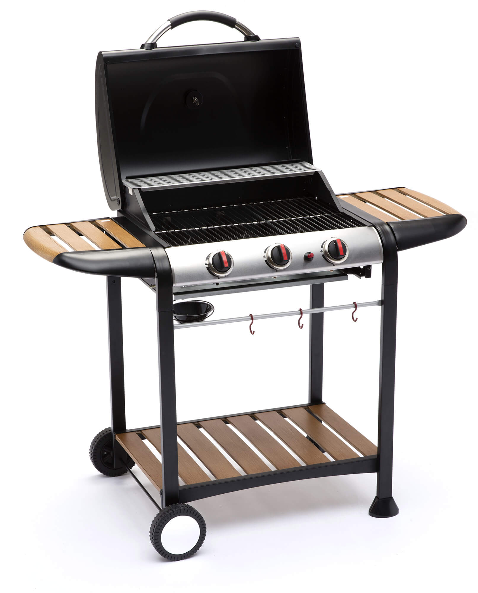 Barbecue a Gas GPL 3 Fuochi 122x57x98 cm in Acciaio Nero