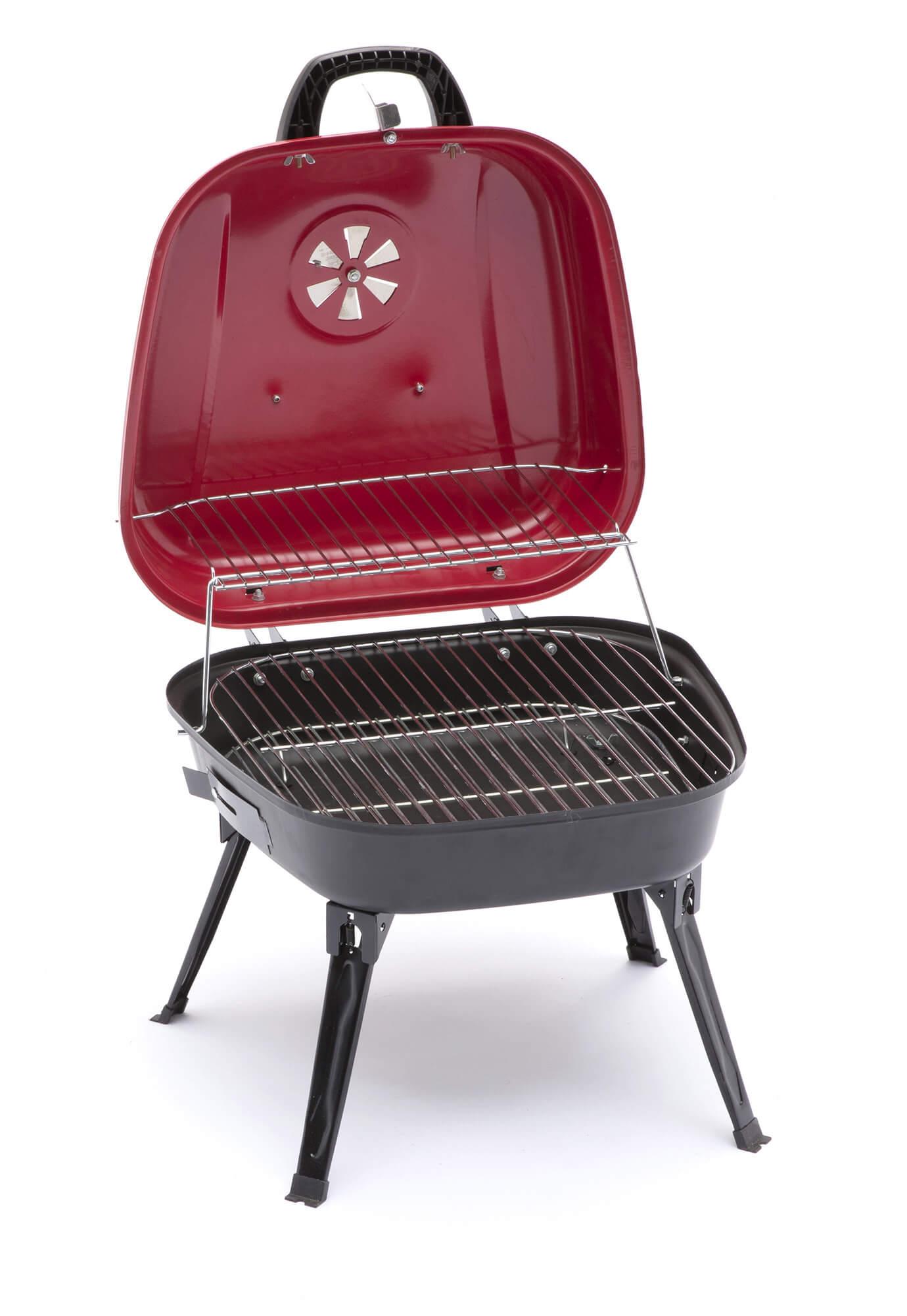 Barbecue Portatile a Carbone Carbonella 48x47x37 cm in Acciaio Rosso e Nero