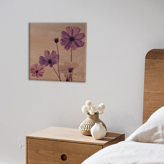 Quadro in Legno Stampato Violet Flower 29x29 *FSC