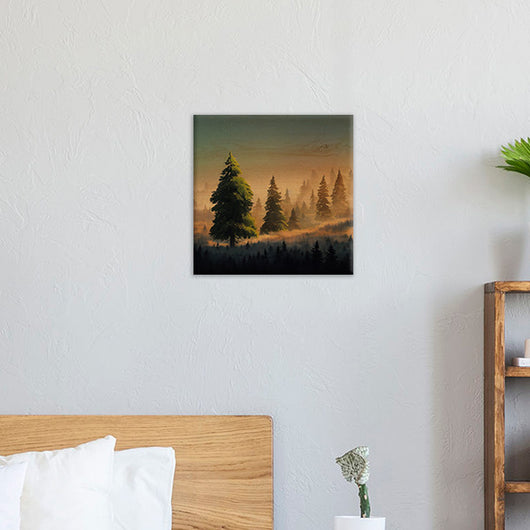 Quadro in Legno Stampato Foggy Pine Trees 29x29 *FSC