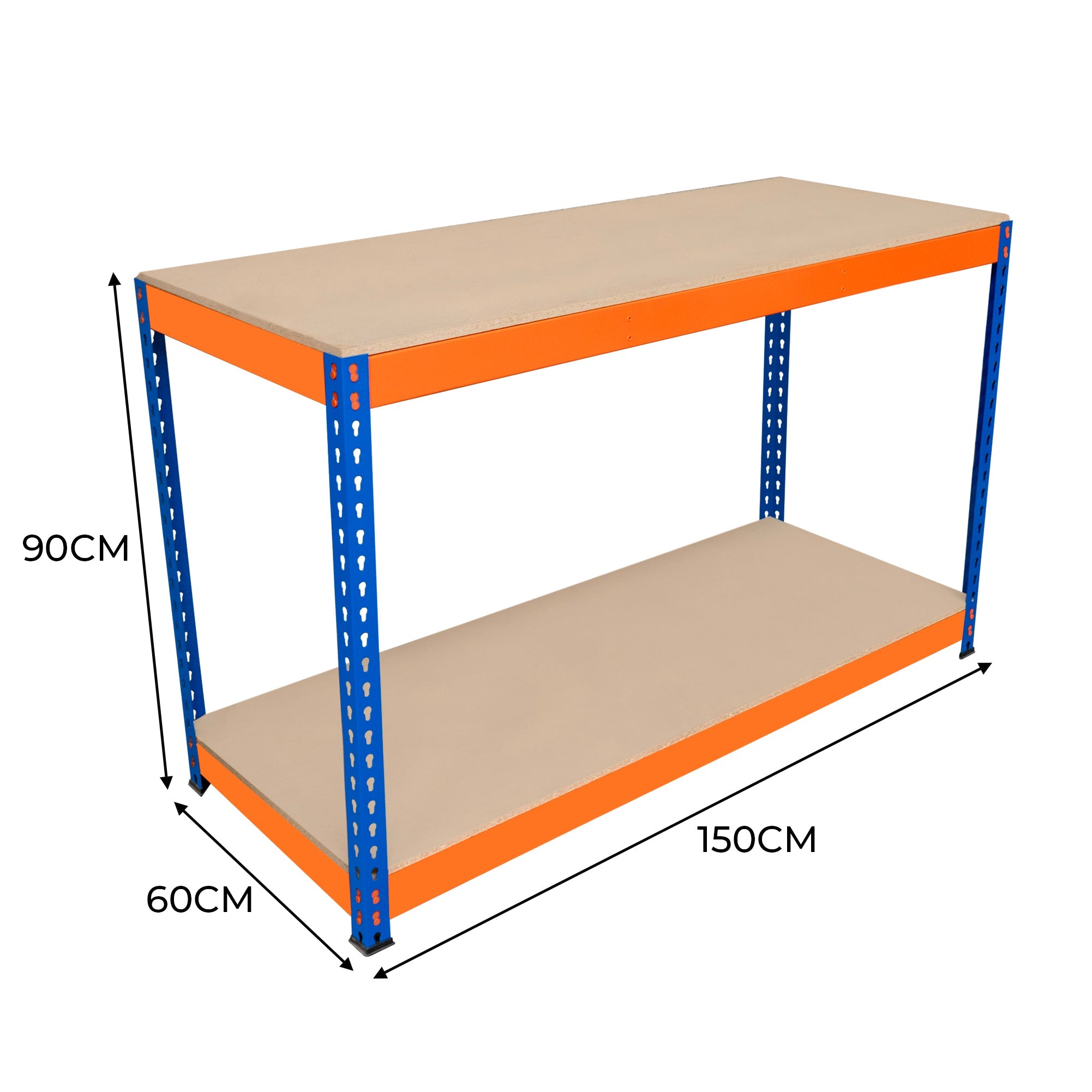 Banco da Lavoro a 2 Ripiani S-Rax - Postazione di lavoro 300kg - 150x60x90cm