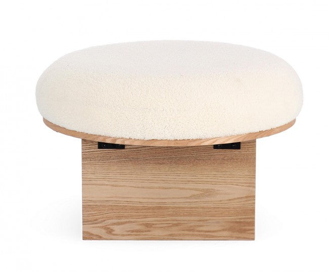 Sgabello ⌀ 61x38,5 cm Cozy Japandi in Tessuto Bianco