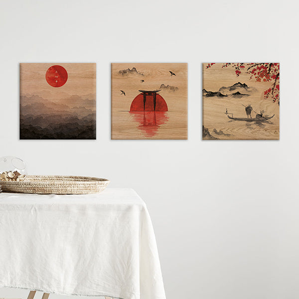 Quadro in Legno Stampato Japanese Sunset 29x29 *FSC