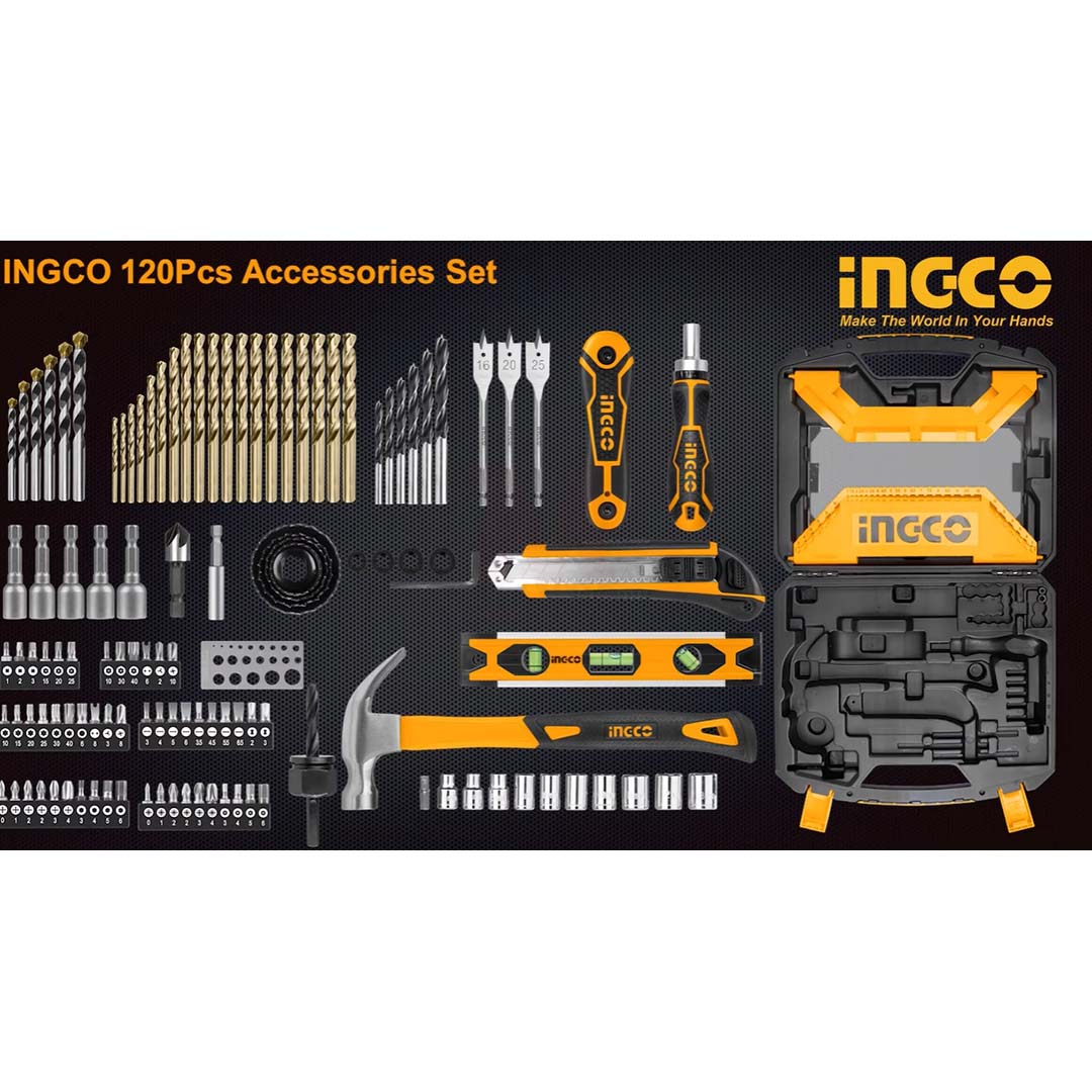 Set accessori per trapano avvitatore e Utensili manuali 120pz in valigetta Ingco HKTAC011201