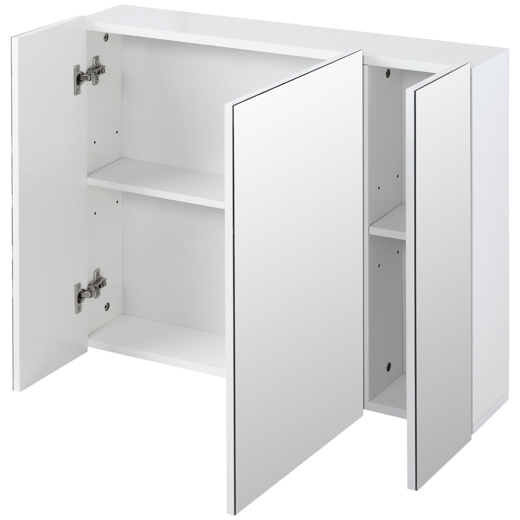 Mobiletto Specchiera da Bagno 3 Ante 70x15x60 cm in MDF Bianco