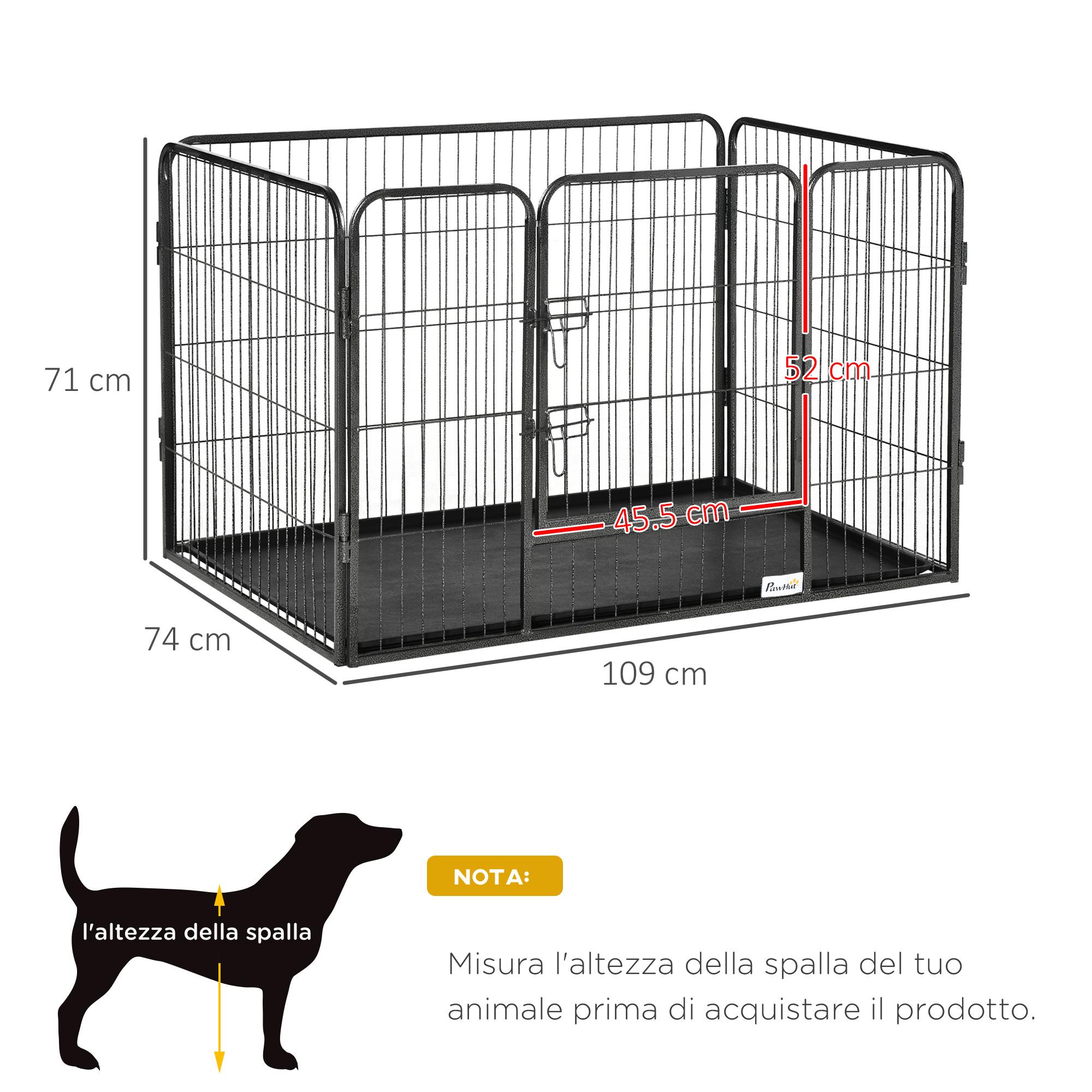 Gabbia per Cani 109x74x71 cm in Acciaio e ABS Grigio