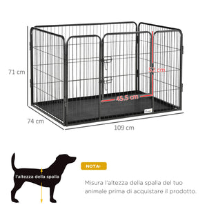 Gabbia per Cani 109x74x71 cm in Acciaio e ABS Grigio