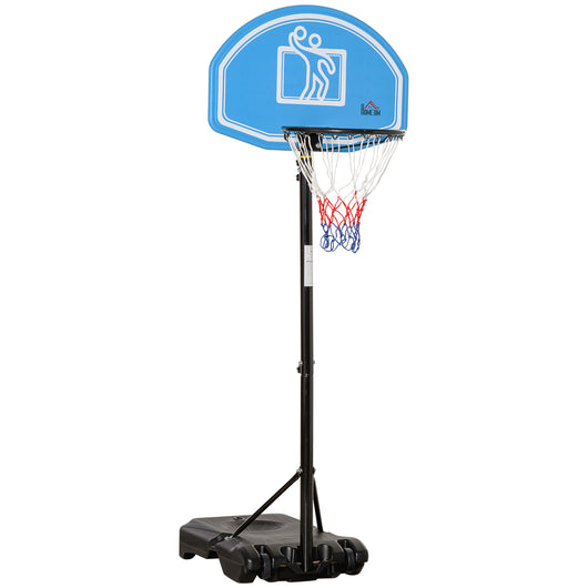 Canestro da Basket Altezza Regolabile 195-245 cm in Acciaio e HDPE Blu