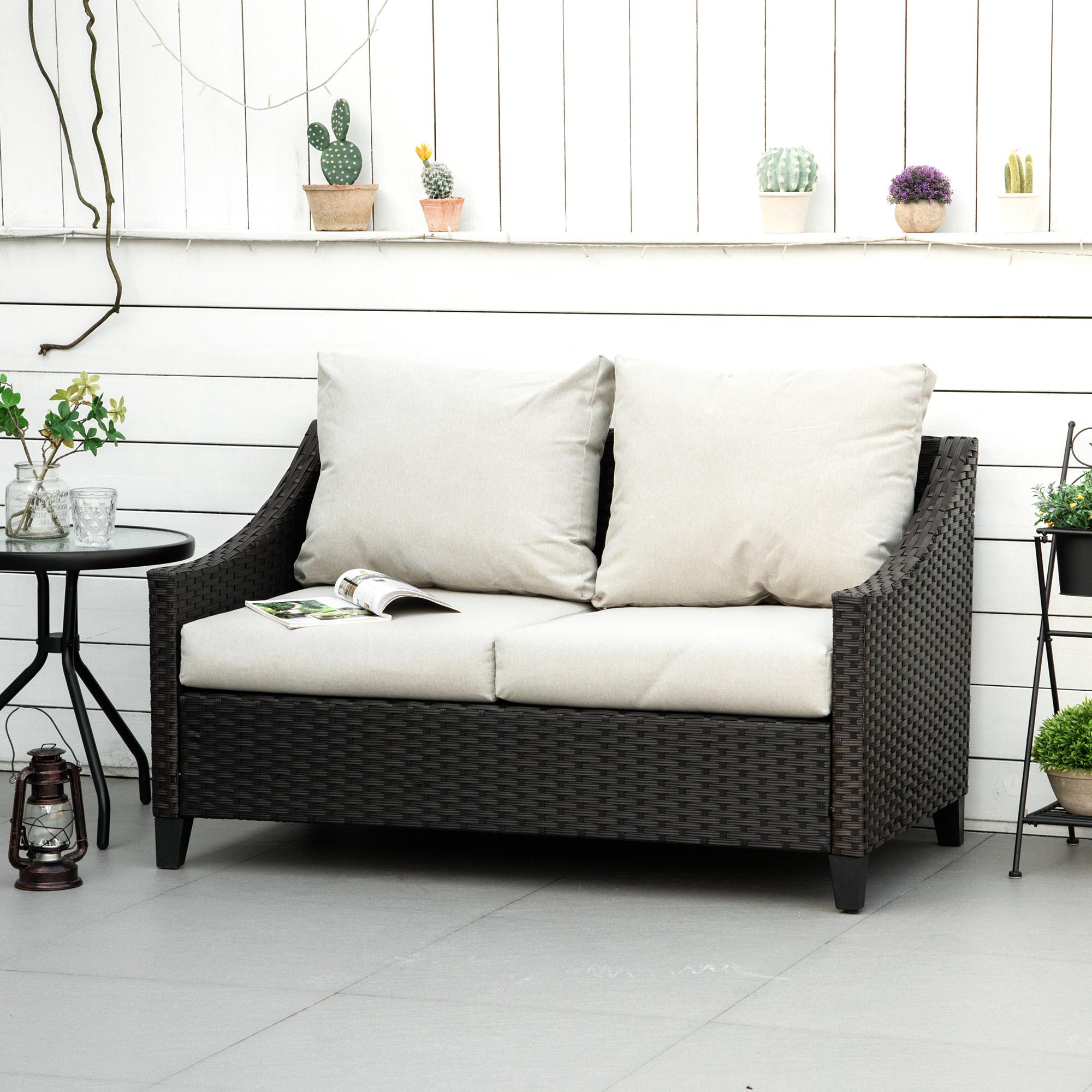 Divano 2 Posti da Giardino 132x70x74 cm in Rattan PE Marrone