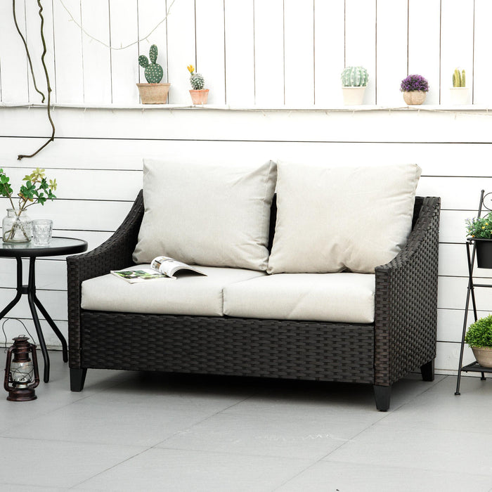 Divano 2 Posti da Giardino 132x70x74 cm in Rattan PE Marrone