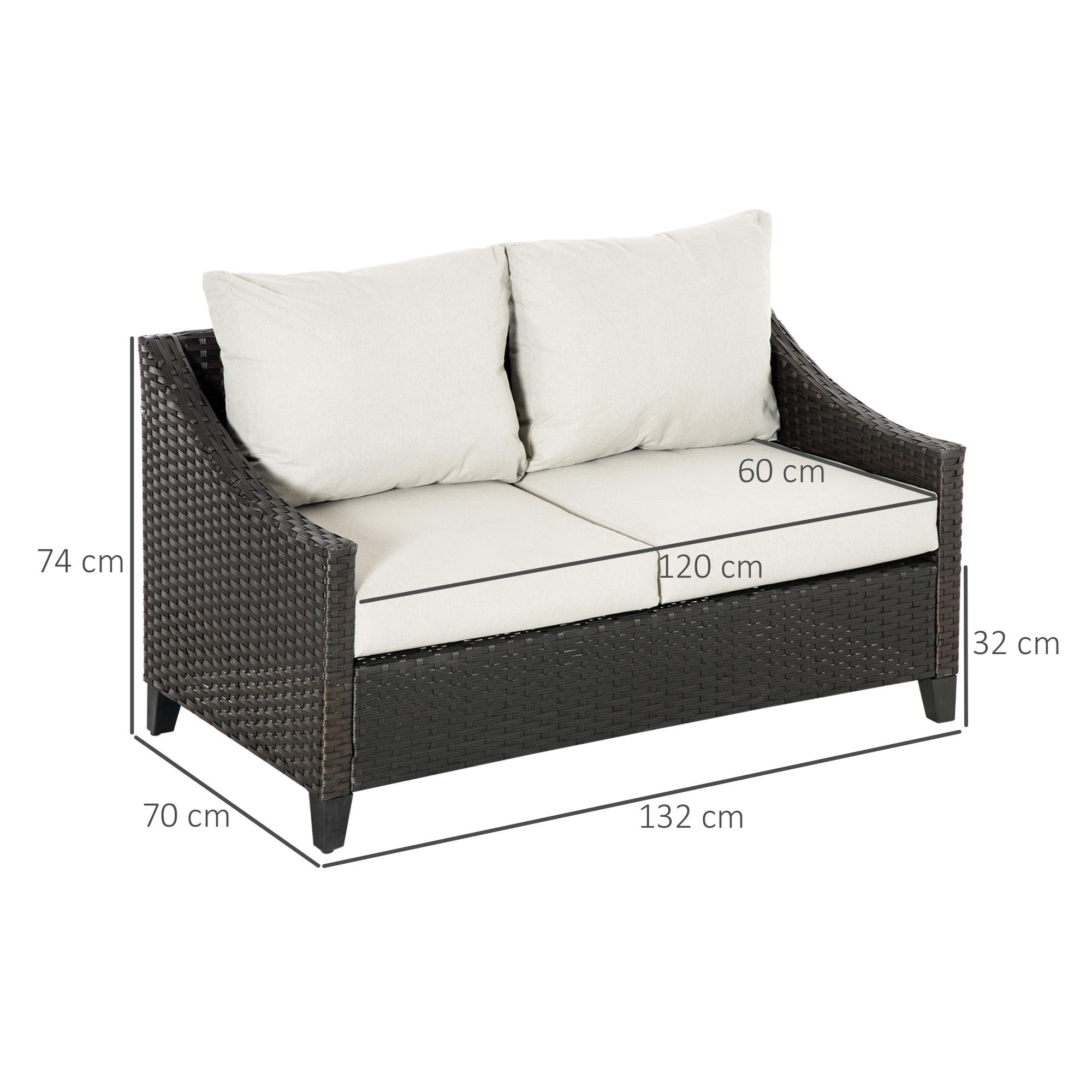 Divano 2 Posti da Giardino 132x70x74 cm in Rattan PE Marrone