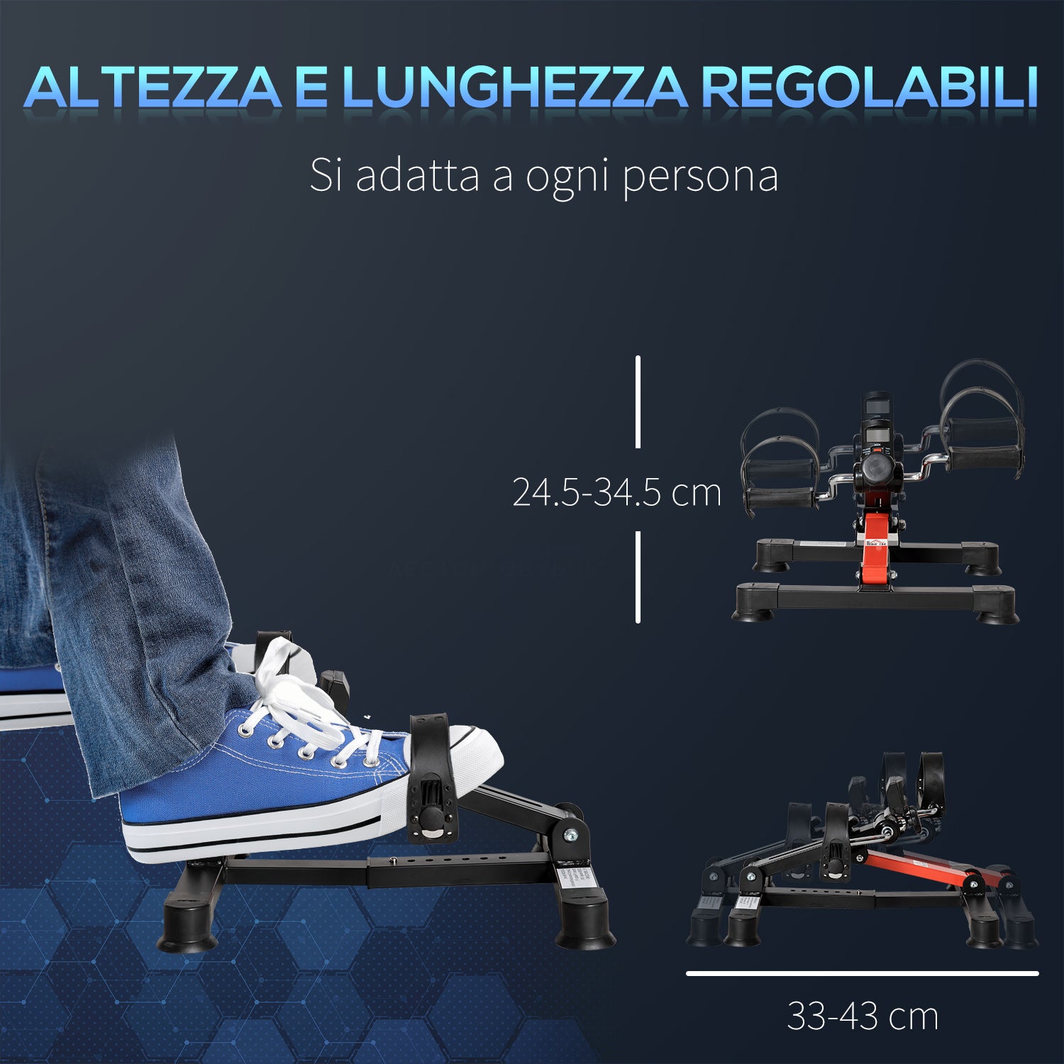 Pedaliera per Riabilitazione Mini Cyclette in Acciaio e ABS Nera