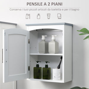 Pensile Bagno 1 Anta 1 Mensola 41x18,5x52 cm in MDF Bianco