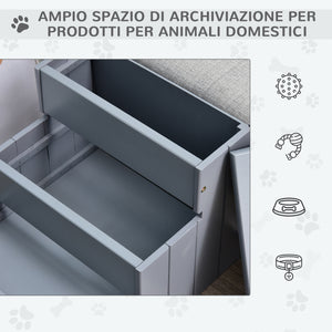 Scaletta per Cani 3 Gradini 40,5x44,5x38 cm in in Legno di Pino Grigio