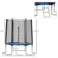 Trampolino Tappeto Elastico per Adulti Ø223x230 cm in con Rete di Sicurezza Blu