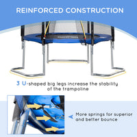 Trampolino Tappeto Elastico per Adulti Ø223x230 cm in con Rete di Sicurezza Blu