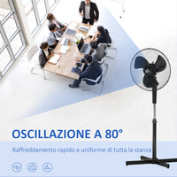 Ventilatore a Piantana 60x60x90/120 cm 6 Velocità Nero