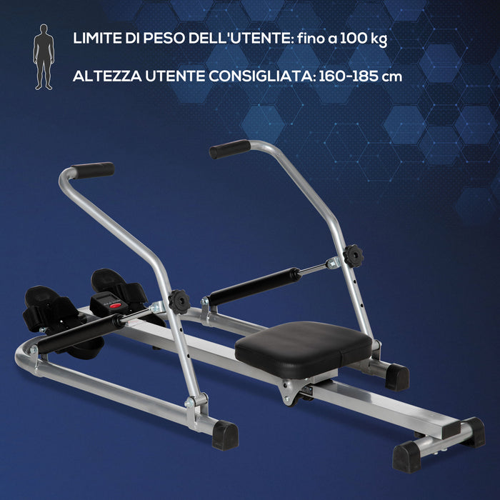 Vogatore per Fitness 129x70x70 cm con Display in Acciaio e ABS Nero e Grigio