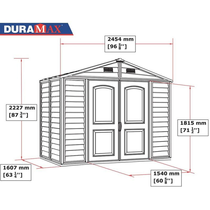 Casetta da Giardino Porta Attrezzi 245x161x223 cm in PVC Avorio/Marrone