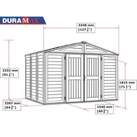 Casetta Box da Giardino 325x240x233 cm in PVC Avorio/Marrone