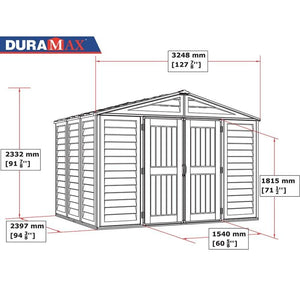 Casetta Box da Giardino 325x240x233 cm in PVC Avorio/Marrone