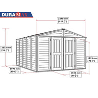 Casetta Box da Giardino 325x398x233 cm in PVC Avorio/Marrone