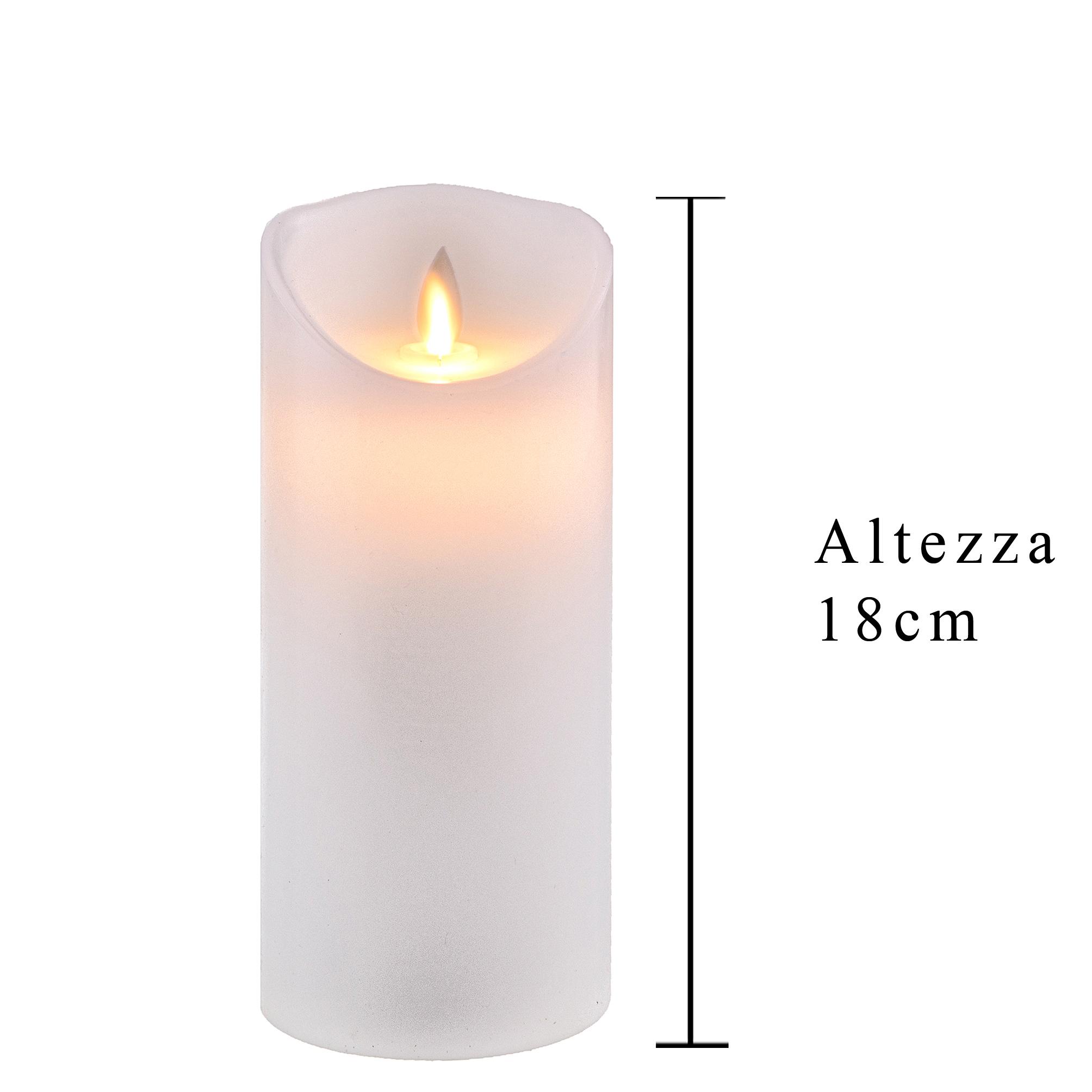 Set 2 Candele Cera Artificiale con Telecomando a Fiamma Mobile Altezza 18 cm Bianco