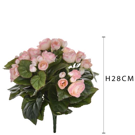 Set 3 Bouquet Artificiale di Begonia Altezza 28 cm marrone