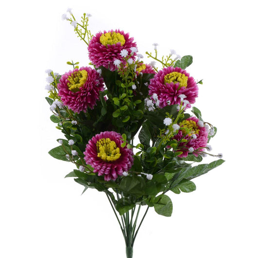 Set 4 Bouquet Artificiali di Aster Pon Pon Altezza 42 cm Viola