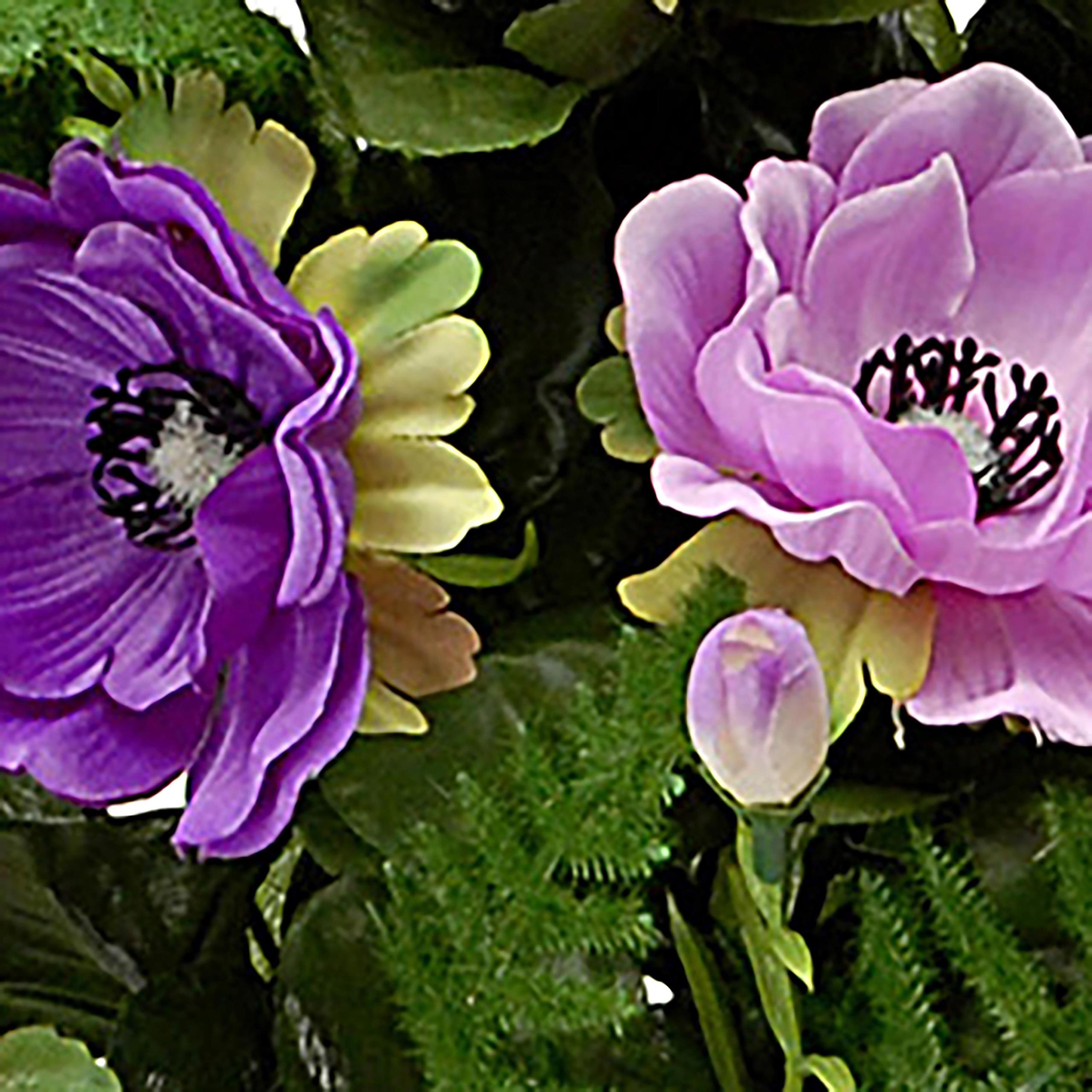 Set 2 Bouquet Artificiale Composto di 14 Fiori Artificiali di Anemone Altezza 46 cm Viola