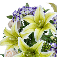 Set 2 Bouquet Artificiale Lilium/achillea 50 cm Beige