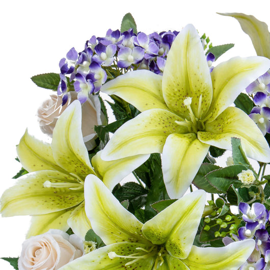 Set 2 Bouquet Artificiale Lilium/achillea 50 cm Beige