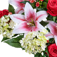 Set 2 Bouquet Artificiali Lilium/achillea H50 cm rosso