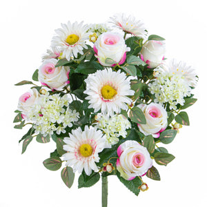 Set 2 Bouquet Artificiale Rose/Gerbera per 16 Fiori Beige