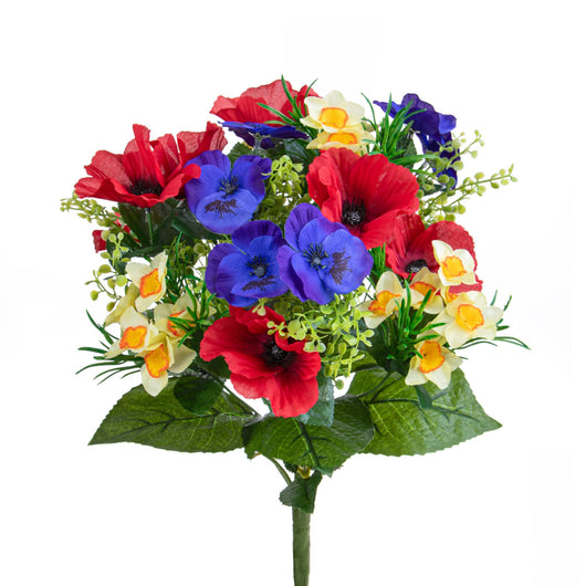 Set 2 Bouquet Artificiali Papaveri Artificiale/Panse' X 14 42 cm