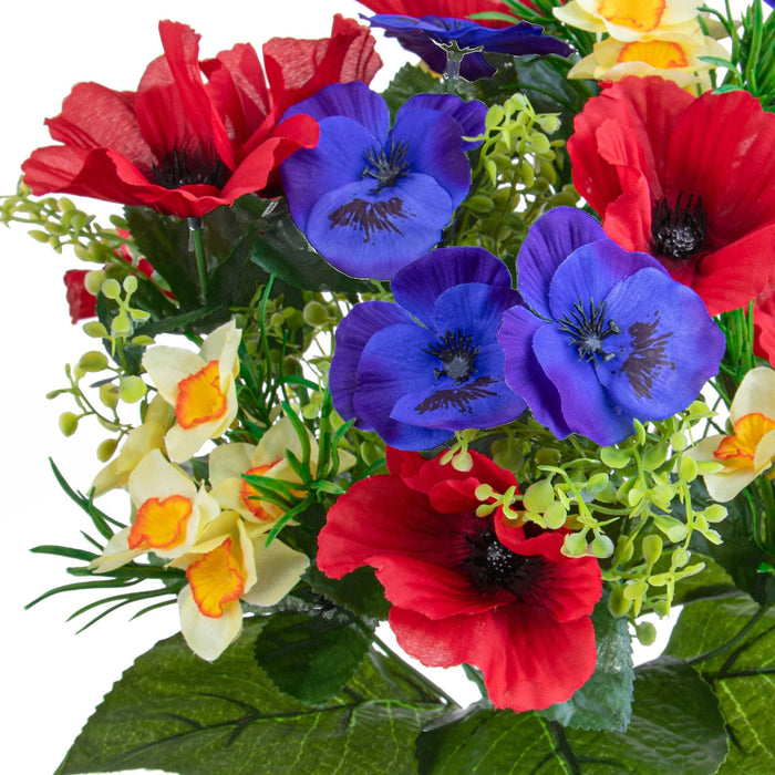 Set 2 Bouquet Artificiali Papaveri Artificiale/Panse' X 14 42 cm