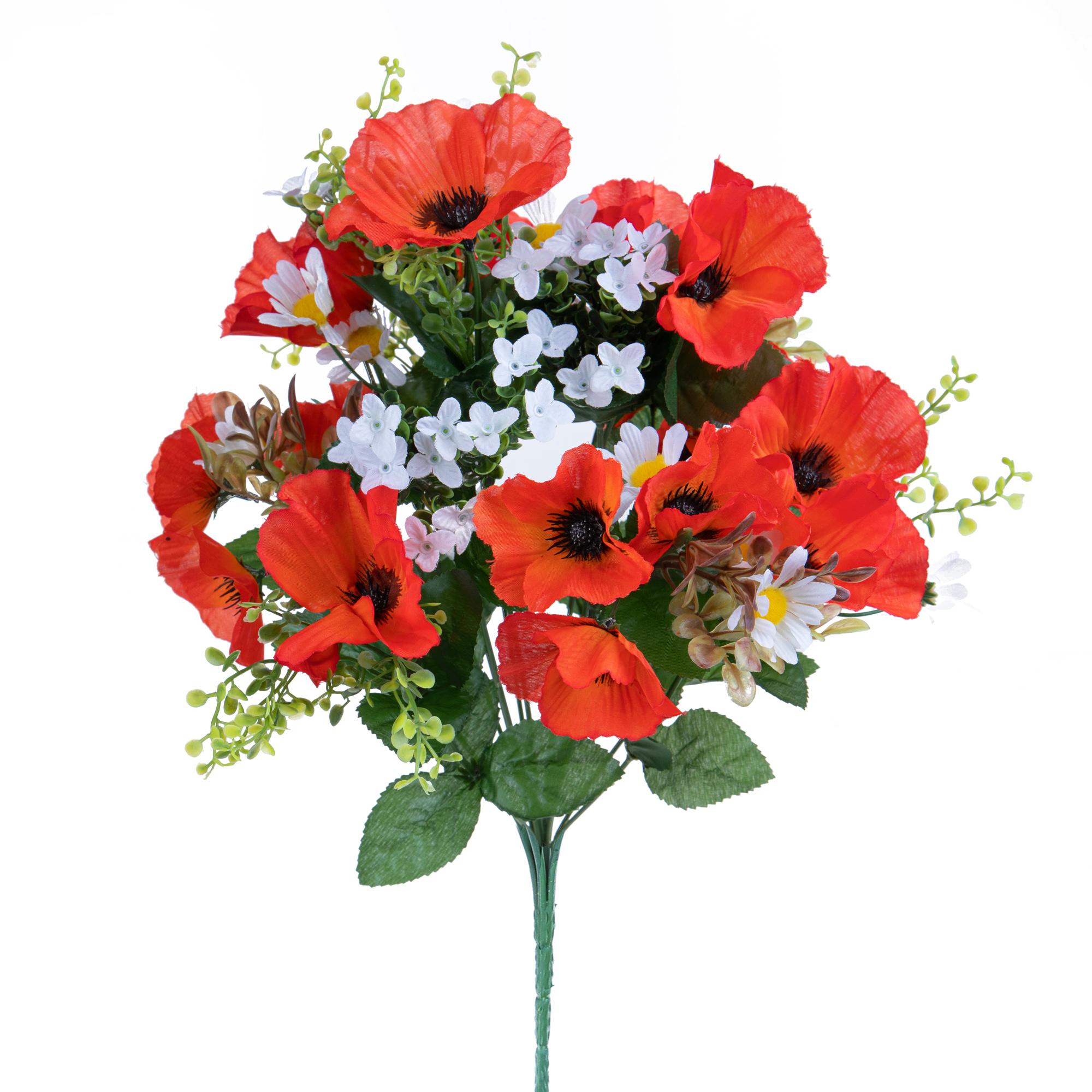 Set 2 Bouquet Artificiale Papaveri Artificiale/daisy X 14 44 cm