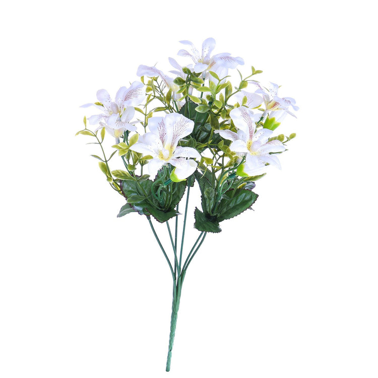 Set 8 Bouquet Artificiali Mini di Orchidee Altezza 30 cm Bianco