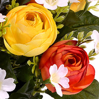 Set 2 Bouquet Artificiale di Ranuncoli Composto da 13 Fiori Altezza 44 cm Arancio